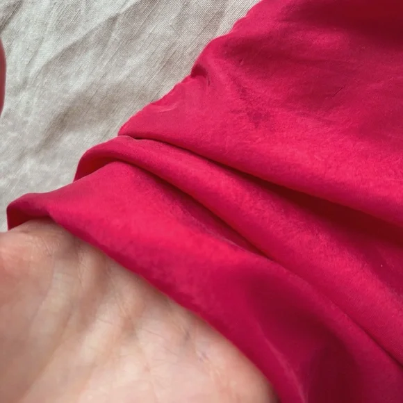 Vintage 100% silk cherry red blouse / button down shirt paper thin oversized - Picture 5 of 6